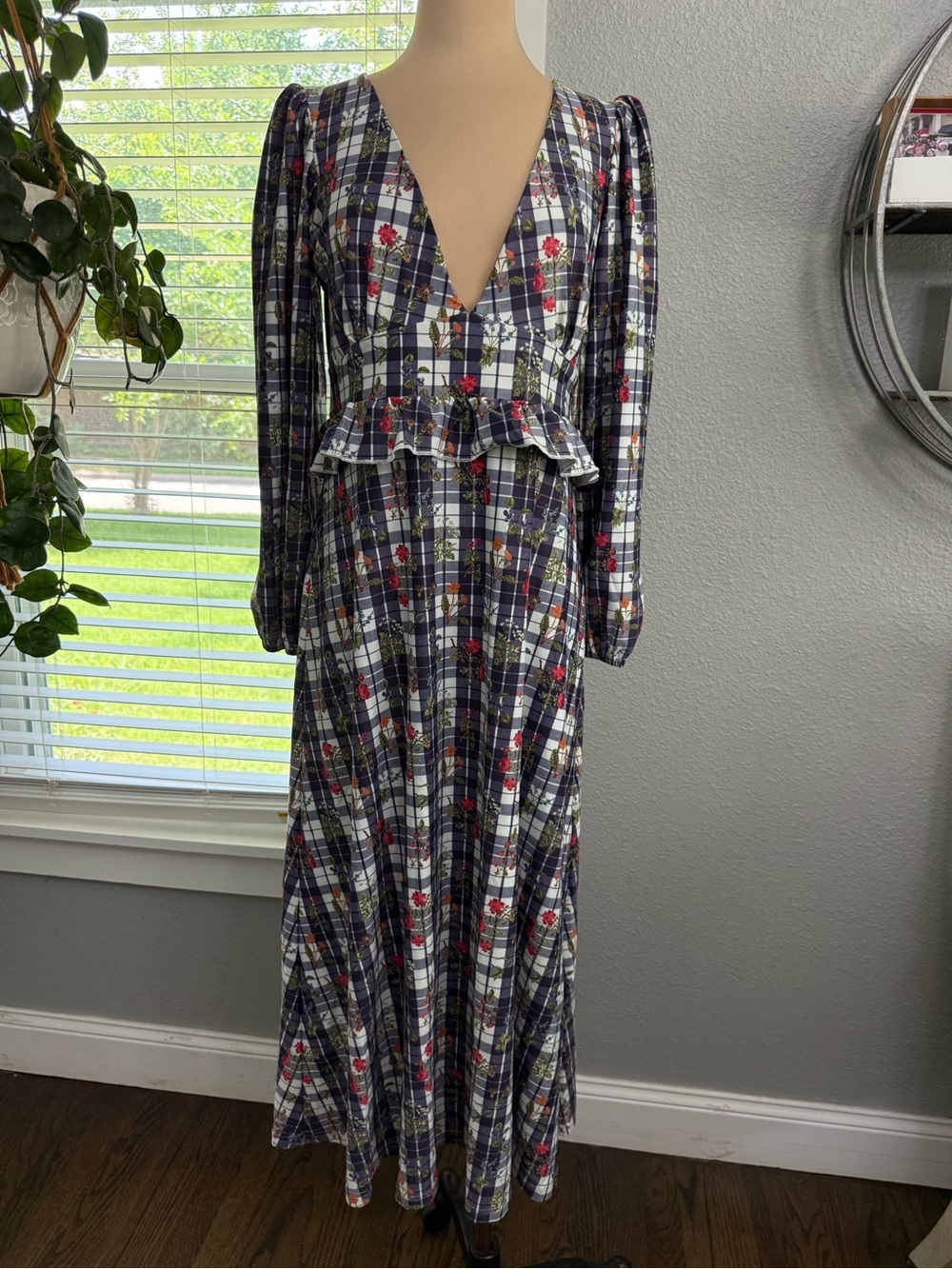 Smith & Quinn Gardener's Plaid Midi Dress Size Large